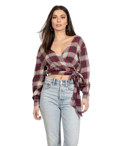 Product: Side Knot Flannel Top