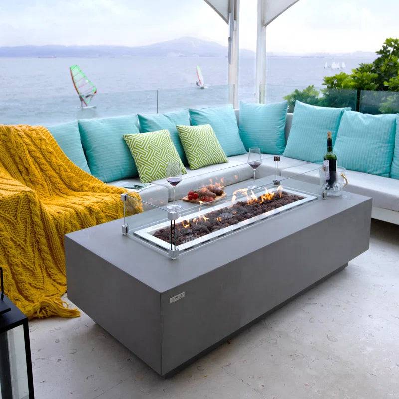 Product: Granville natural gas fire pit ideas table with Windscreen