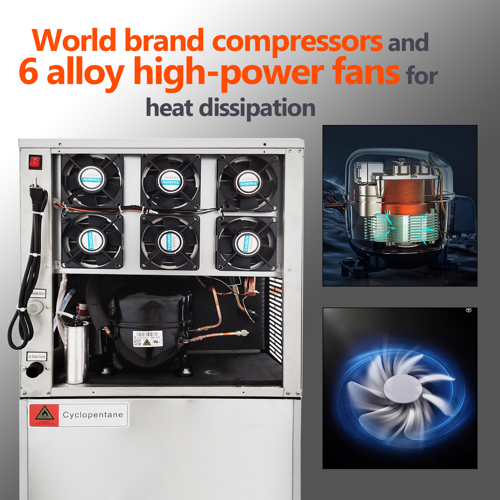 Product: YAAKOV Commercial ice machines head 550LBS/24H Commercial ice maker