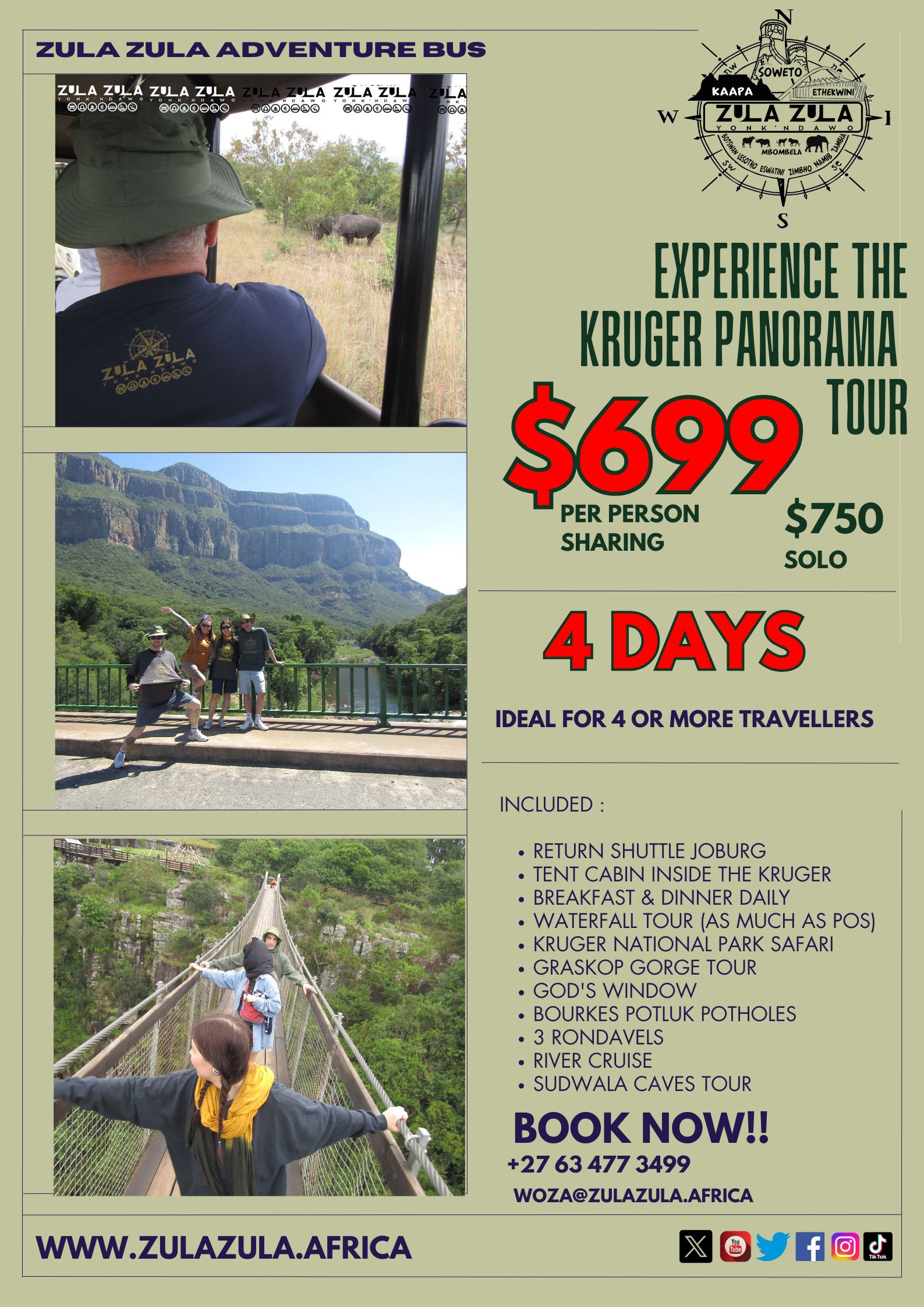 Product: ZULA KRUGER PANORAMA TOUR