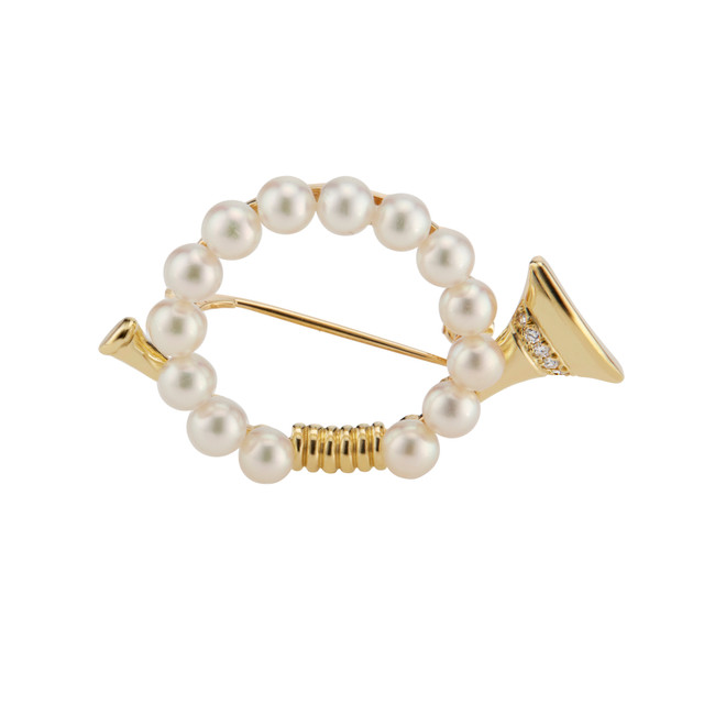 Product: .5 Carat Diamond Pearl Yellow Gold French 