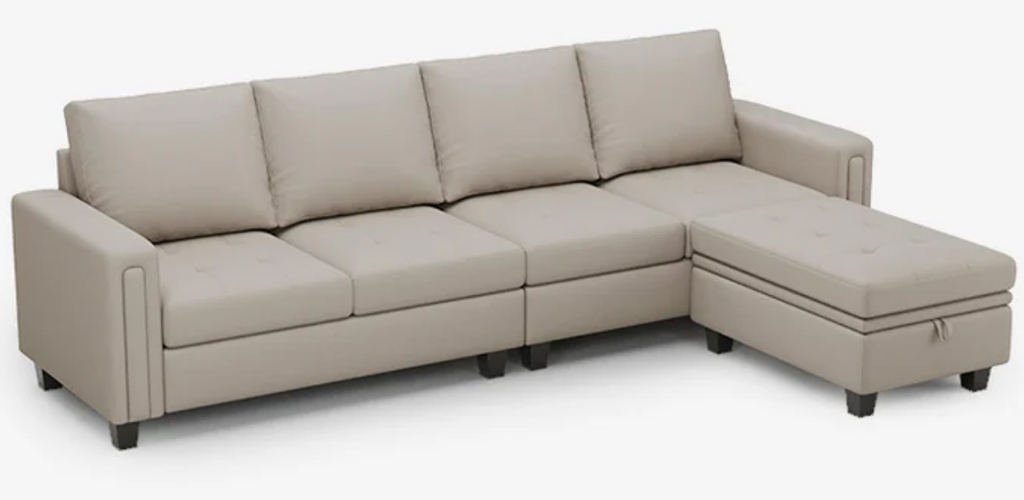 UseCase: Belffin 4 Seats Sectional Faux Leather Sofa with Chaise